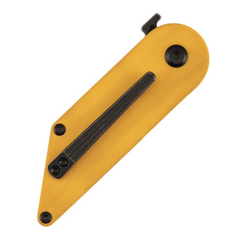Kansept Dash Folding Knife Yellow G10 Handle 154CM Tanto Plain Edge Blackwash Finish T2045A4