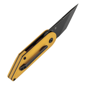 Kansept Dash Folding Knife Yellow G10 Handle 154CM Tanto Plain Edge Blackwash Finish T2045A4