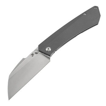 Kansept Contra Folding Knife Gray Titanium Handle S90V Sheepsfoot Plain Edge Satin Finish K1139A1