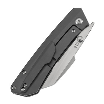 Kansept Contra Folding Knife Gray Titanium Handle S90V Sheepsfoot Plain Edge Satin Finish K1139A1