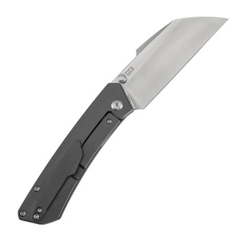 Kansept Contra Folding Knife Gray Titanium Handle S90V Sheepsfoot Plain Edge Satin Finish K1139A1