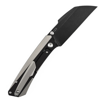 Kansept Contra Folding Knife Black/Plain Titanium Handle S90V Sheepsfoot Plain Edge Blackwash Finish K1139A2