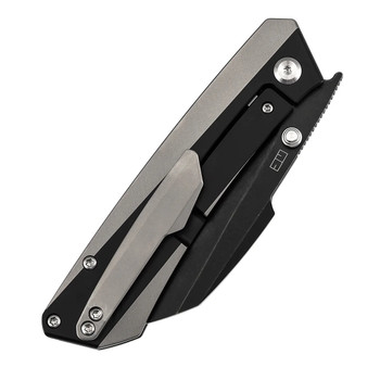 Kansept Contra Folding Knife Black/Plain Titanium Handle S90V Sheepsfoot Plain Edge Blackwash Finish K1139A2