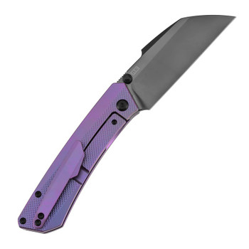 Kansept Contra Folding Knife Purple Titanium Handle S90V Sheepsfoot Plain Edge Mirror DLC Finish K1139A5