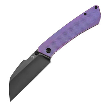 Kansept Contra Folding Knife Purple Titanium Handle S90V Sheepsfoot Plain Edge Mirror DLC Finish K1139A5