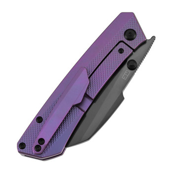 Kansept Contra Folding Knife Purple Titanium Handle S90V Sheepsfoot Plain Edge Mirror DLC Finish K1139A5