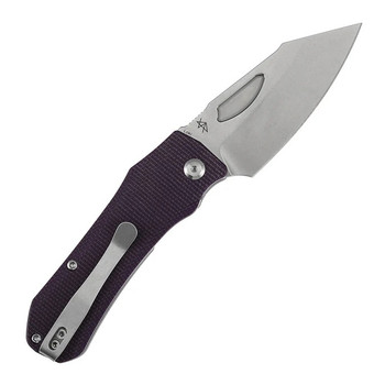 Tenable Loki Folding Knife Purple Micarta Handle Nitro-V Wharncliffe Plain Edge Stonewash Finish B1058A2