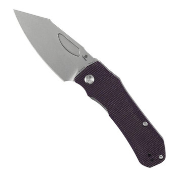 Tenable Loki Folding Knife Purple Micarta Handle Nitro-V Wharncliffe Plain Edge Stonewash Finish B1058A2