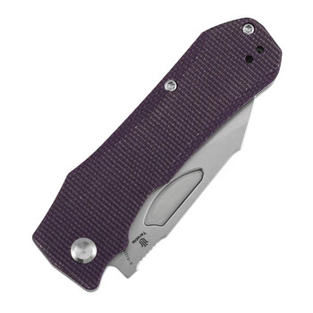 Tenable Loki Folding Knife Purple Micarta Handle Nitro-V Wharncliffe Plain Edge Stonewash Finish B1058A2