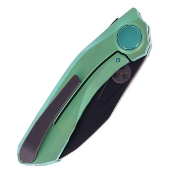 Reate Knives VK-FROK Folding Knife Green Titanium Handle 3.2" Black DLC Elmax Blade