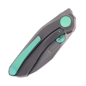 Reate Knives VK-FROK Folding Knife Dark Bead Blasted Titanium Handle 3.2" Dark Frosted Satin Elmax Blade