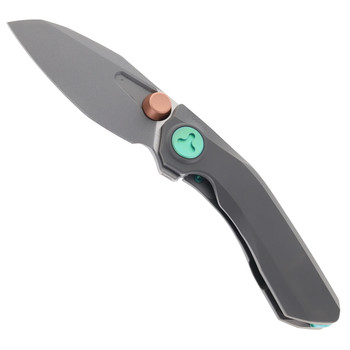 Reate Knives VK-FROK Folding Knife Dark Bead Blasted Titanium Handle 3.2" Dark Frosted Satin Elmax Blade