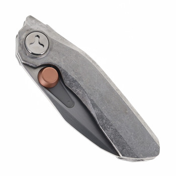 Reate Knives VK-FROK Folding Knife Crystalized Gray Titanium Handle 3.2" Hand Rubbed Elmax Blade