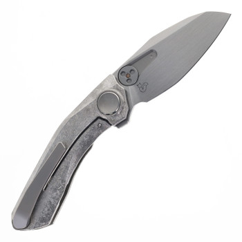 Reate Knives VK-FROK Folding Knife Crystalized Gray Titanium Handle 3.2" Hand Rubbed Elmax Blade