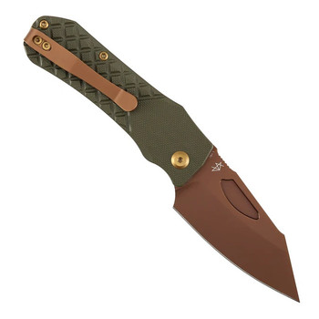 Tenable Loki Folding Knife Olive Green G10 Handle Nitro-V Wharncliffe Plain Edge Rose Gold Finish B1058A4