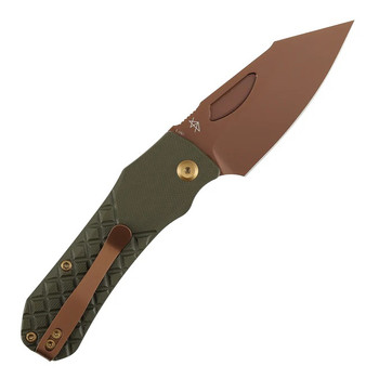 Tenable Loki Folding Knife Olive Green G10 Handle Nitro-V Wharncliffe Plain Edge Rose Gold Finish B1058A4