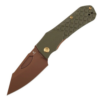 Tenable Loki Folding Knife Olive Green G10 Handle Nitro-V Wharncliffe Plain Edge Rose Gold Finish B1058A4