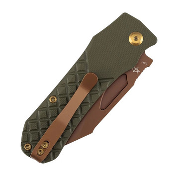 Tenable Loki Folding Knife Olive Green G10 Handle Nitro-V Wharncliffe Plain Edge Rose Gold Finish B1058A4
