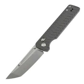 Tenable Anomaly Folding Knife Gray Aluminum Handle Nitro-V Tanto Plain Edge Stonewash Finish B2038V1