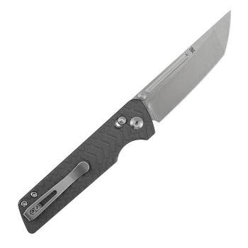Tenable Anomaly Folding Knife Gray Aluminum Handle Nitro-V Tanto Plain Edge Stonewash Finish B2038V1