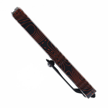 Microtech Ultratech Gen IV OTF Automatic Knife Topographic Black/Orange Camo Aluminum Handle T/E M390MK Blade 11234-1TPBKORCS