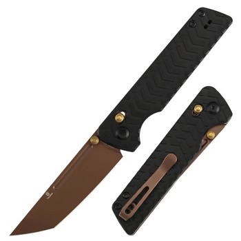 Tenable Anomaly Folding Knife Black Aluminum Handle Nitro-V Tanto Plain Rose Gold Blade B2038V2