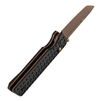Tenable Anomaly Folding Knife Black Aluminum Handle Nitro-V Tanto Plain Rose Gold Blade B2038V2