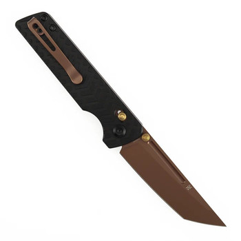 Tenable Anomaly Folding Knife Black Aluminum Handle Nitro-V Tanto Plain Rose Gold Blade B2038V2