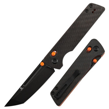 Tenable Anomaly Folding Knife Twill Carbon Fiber/G10 Handle Nitro-V Tanto Plain Blackwash Blade B2038V4