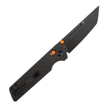 Tenable Anomaly Folding Knife Twill Carbon Fiber/G10 Handle Nitro-V Tanto Plain Blackwash Blade B2038V4