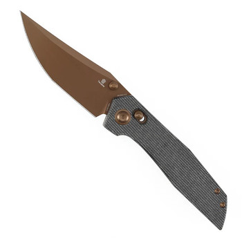 Tenable Deadite Folding Knife Black Micarta Handle 14C28N Clip Point Plain Rose Gold Blade B1081V3