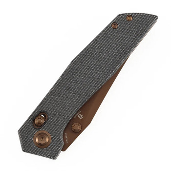 Tenable Deadite Folding Knife Black Micarta Handle 14C28N Clip Point Plain Rose Gold Blade B1081V3