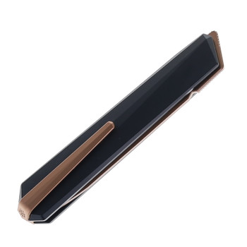 Remette Eligo Slipjoint Folding Knife Black Titanium Handle M390 Tanto Plain Edge Gold Titanium Plated Pearlescent Finish EGB2