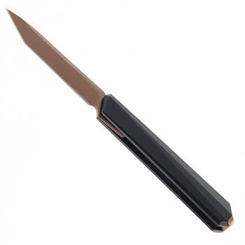 Remette Eligo Slipjoint Folding Knife Black Titanium Handle M390 Tanto Plain Edge Gold Titanium Plated Pearlescent Finish EGB2