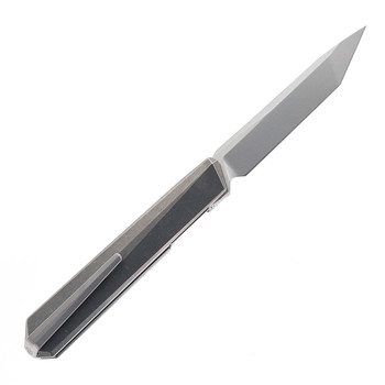 Remette Eligo Folding Knife Gray Titanium Handle M390 Tanto Plain Edge Satin Pearlescent Finish EGA5