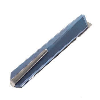 Remette Eligo Folding Knife Blue Titanium Handle M390 Tanto Plain Edge Satin Pearlescent Finish EGA4