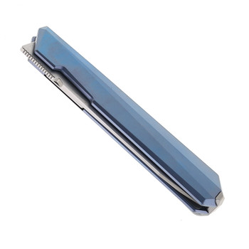 Remette Eligo Folding Knife Blue Titanium Handle M390 Tanto Plain Edge Satin Pearlescent Finish EGA4