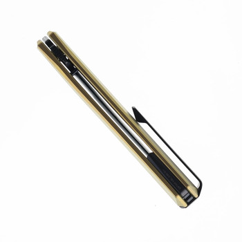 Remette Eligo Folding Knife Gold Titanium Handle M390 Tanto Plain Edge Black Titanium Plated Pearlescent Finish EGA3