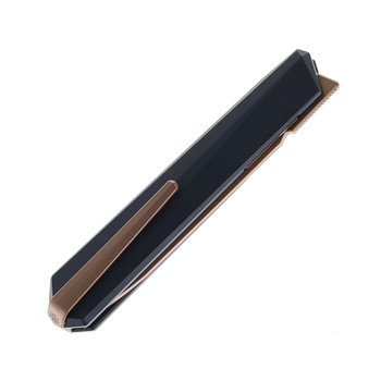 Remette Eligo Folding Knife Black Titanium Handle M390 Tanto Plain Gold Pearlescent Titanium Plated Blade EGA2
