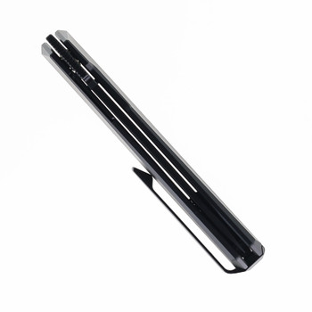 Remette Eligo Liner Lock Folding Knife Gray Titanium Handle M390 Tanto Plain Black Pearlescent Titanium Plated Blade EGA1