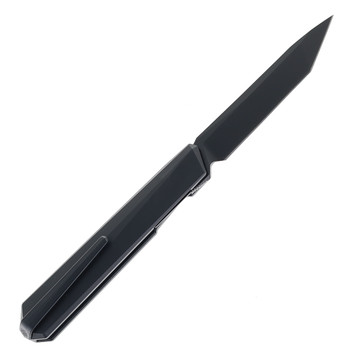 Remette Eligo Liner Lock Folding Knife Gray Titanium Handle M390 Tanto Plain Black Pearlescent Titanium Plated Blade EGA1