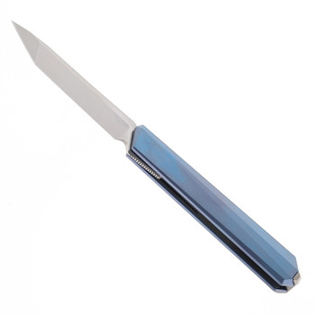 Remette Eligo Slipjoint Folding Knife Blue Titanium Handle M390 Tanto Plain Edge Pearlescent Finish EGB4