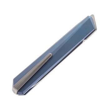 Remette Eligo Slipjoint Folding Knife Blue Titanium Handle M390 Tanto Plain Edge Pearlescent Finish EGB4