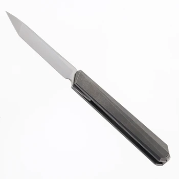 Remette Eligo Folding Knife Gray Titanium Handle M390 Tanto Plain Edge Pearlescent Finish EGB5