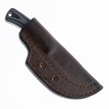 Three Rivers TagAlong Fixed Blade MagnaCut Blade Shadow Zebra Gray & Black G10 Handle Taco Leather Sheath