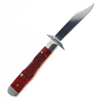 Case Knives Cheetah Cub Slip Joint Folding Knife Peach Seed Jig Dark Red Bone Lockback Handle 1095 Carbon Steel Blade 31943