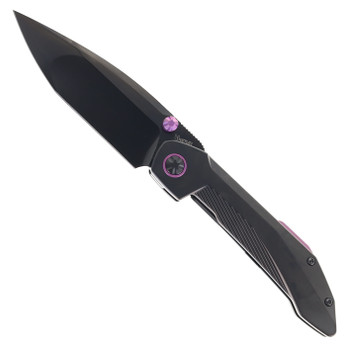 Ketuo Folding Knife Stabitha Titanium/Purple Accents Handle M390 Drop Point Plain Edge DLC FinishFolding Knife Titanium/Purple Accents Handle M390 Drop Point Plain Edge DLC Finish