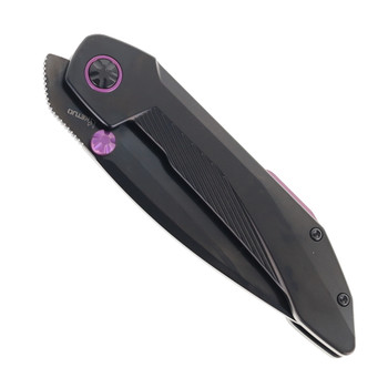 Ketuo Folding Knife Stabitha Titanium/Purple Accents Handle M390 Drop Point Plain Edge DLC FinishFolding Knife Titanium/Purple Accents Handle M390 Drop Point Plain Edge DLC Finish
