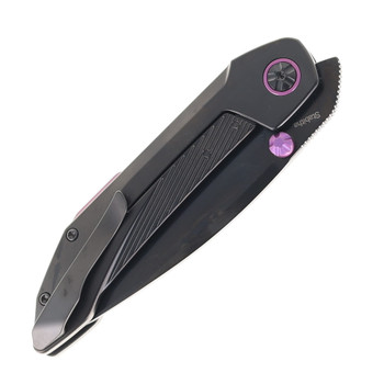 Ketuo Folding Knife Stabitha Titanium/Purple Accents Handle M390 Drop Point Plain Edge DLC FinishFolding Knife Titanium/Purple Accents Handle M390 Drop Point Plain Edge DLC Finish