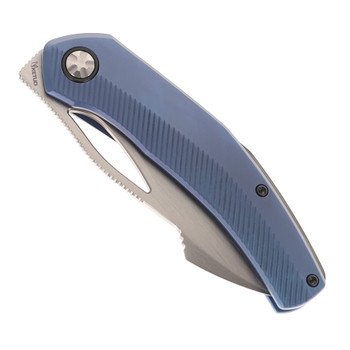 Ketuo Slashy Folding Knife Blue Titanium Handle M390 Plain Edge Satin Finish
